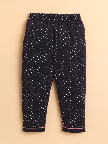 Polka Tots Full sleeve Little Swan Print Night suit - Peach