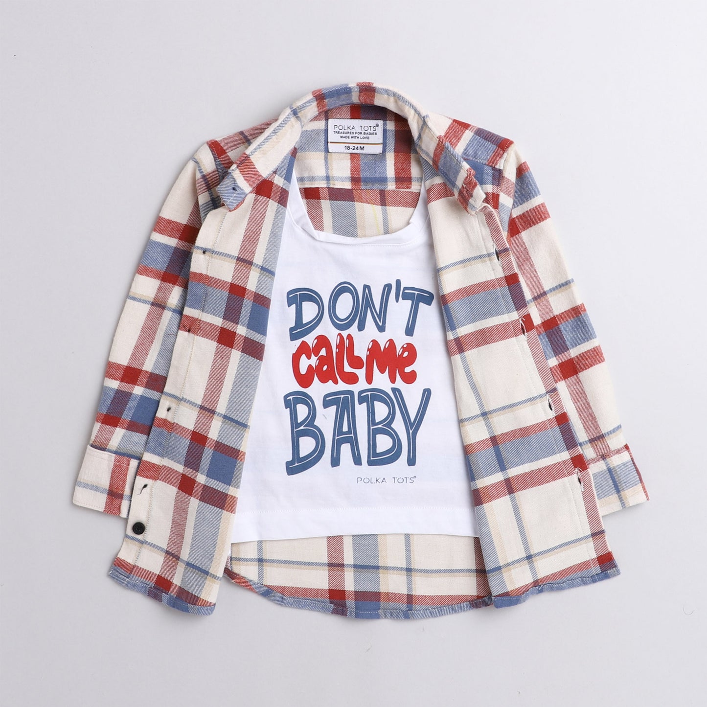 Polka Tots Dont Call me Baby Print Tshirt shirt - Red and Cream