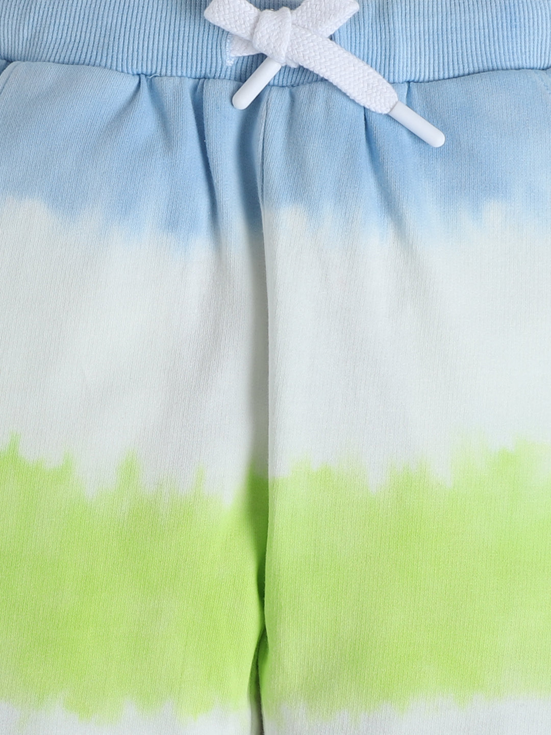 Polka Tots Full sleeve Tie-Dye Smiley Sweatshirt & Co-ord Jogger Set - Green & Blue