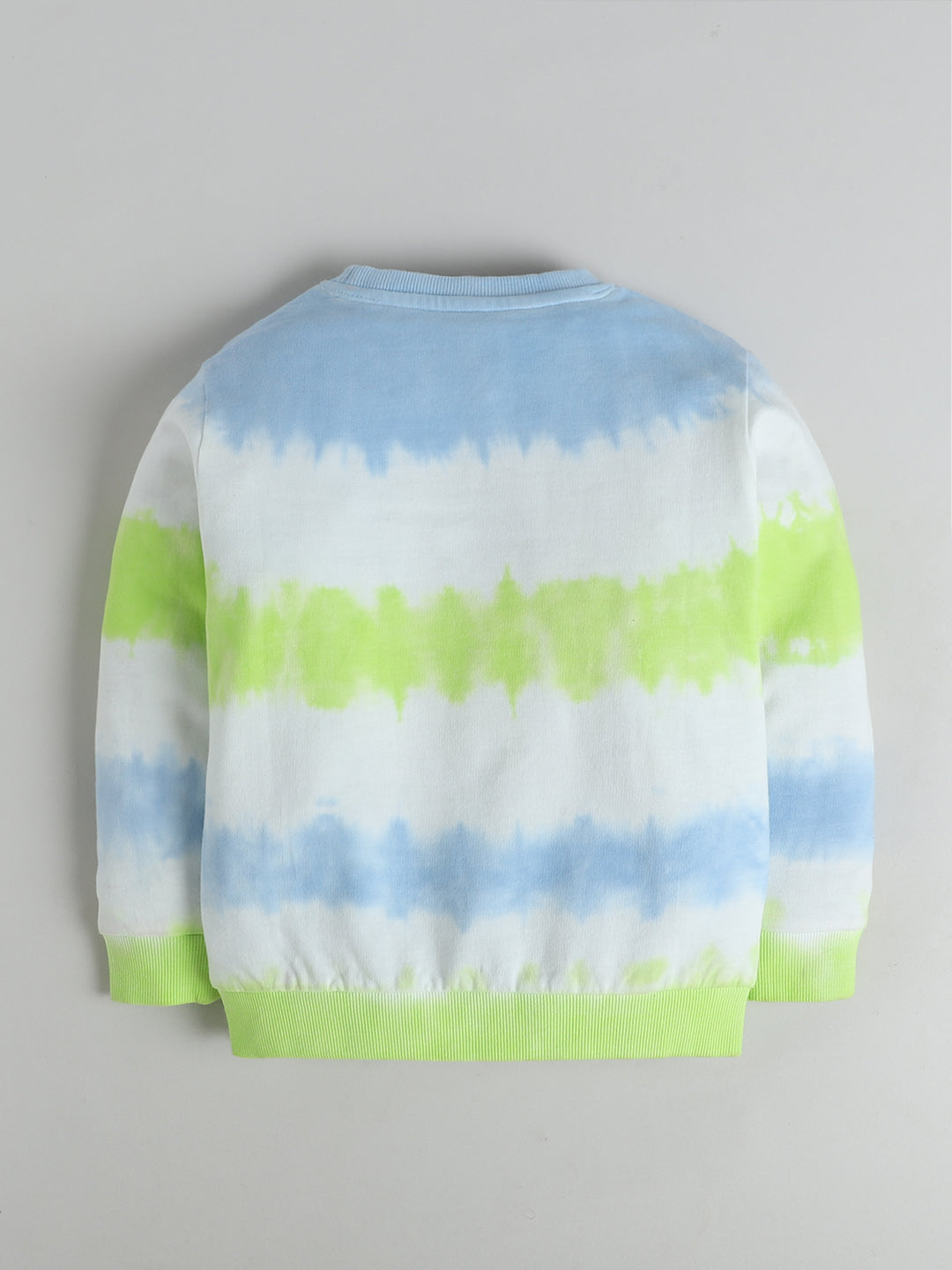 Polka Tots Full sleeve Tie-Dye Smiley Sweatshirt & Co-ord Jogger Set - Green & Blue