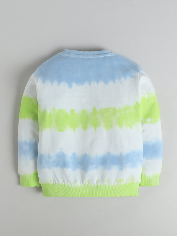 Polka Tots Full sleeve Tie-Dye Smiley Co-ord Jogger Set - Green & Blue