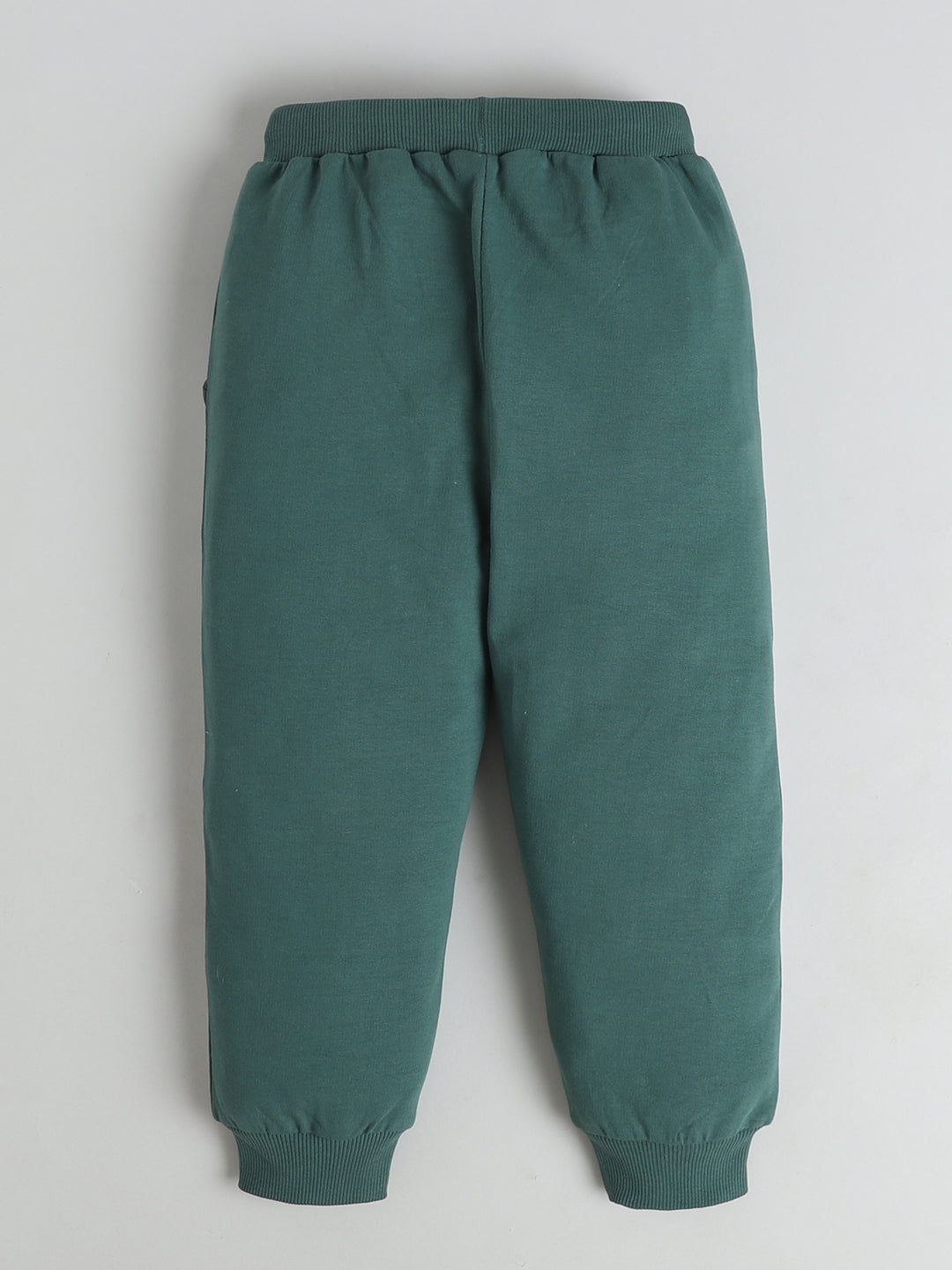 Polka Tots Full sleeve Colorblock Sweatshirt & Co-ord Jogger Set - Green