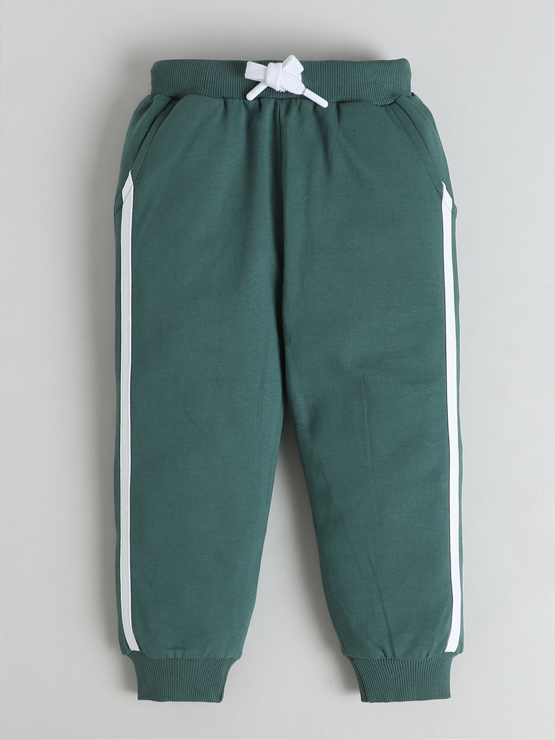 Polka Tots Full sleeve Colorblock Sweatshirt & Co-ord Jogger Set - Green