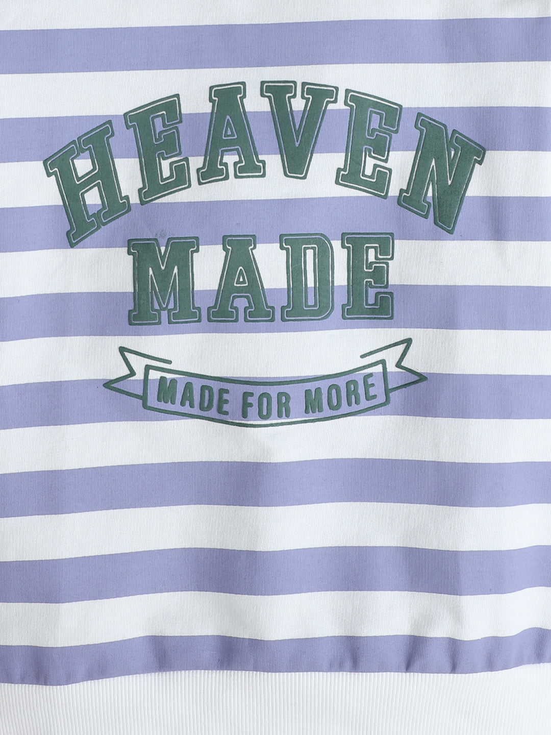 Polka Tots Full sleeve Striped Graphic Sweatshirt & Co-ord Jogger Set - Lilac & White