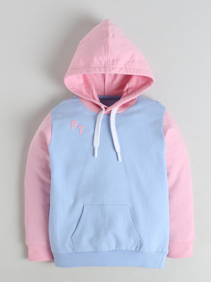 Polka Tots Full sleeve 'You've Got This' Hooded Sweatshirt & Co-ord Jogger Set - Pink & Blue