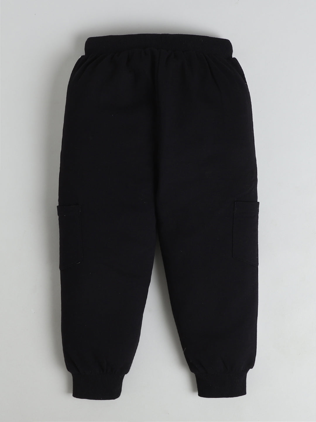 Polka Tots Full sleeve Space Graphic Hooded Sweatshirt & Co-ord Jogger Set - Black & White