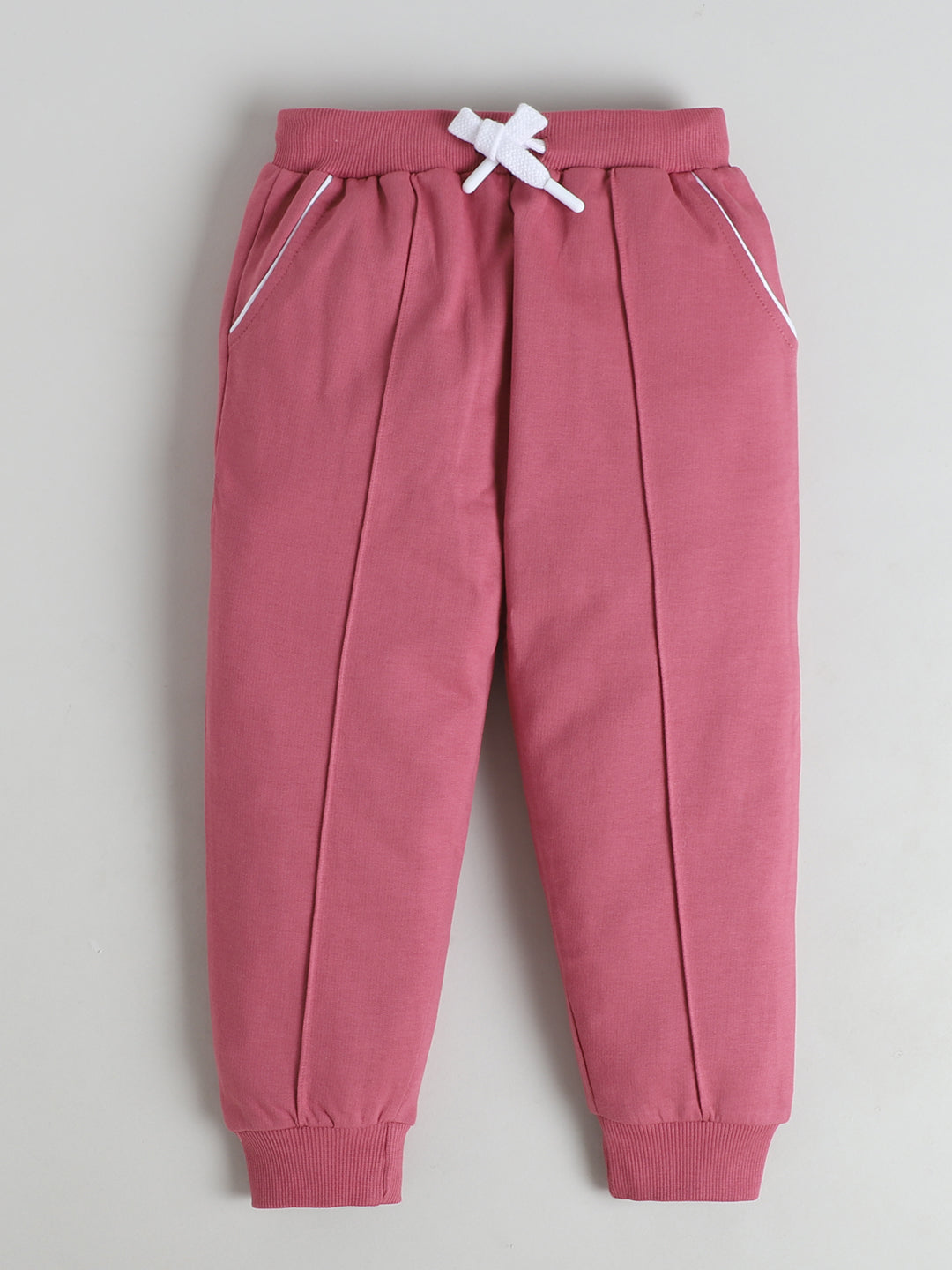 Polka Tots Full Sleeve Hooded Zip-Up Sweatshirt with Pockets & Co-ord Jogger Set - Mauve