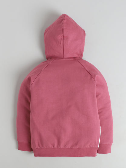 Polka Tots Full Sleeve Hooded Zip-Up Sweatshirt with Pockets & Co-ord Jogger Set - Mauve