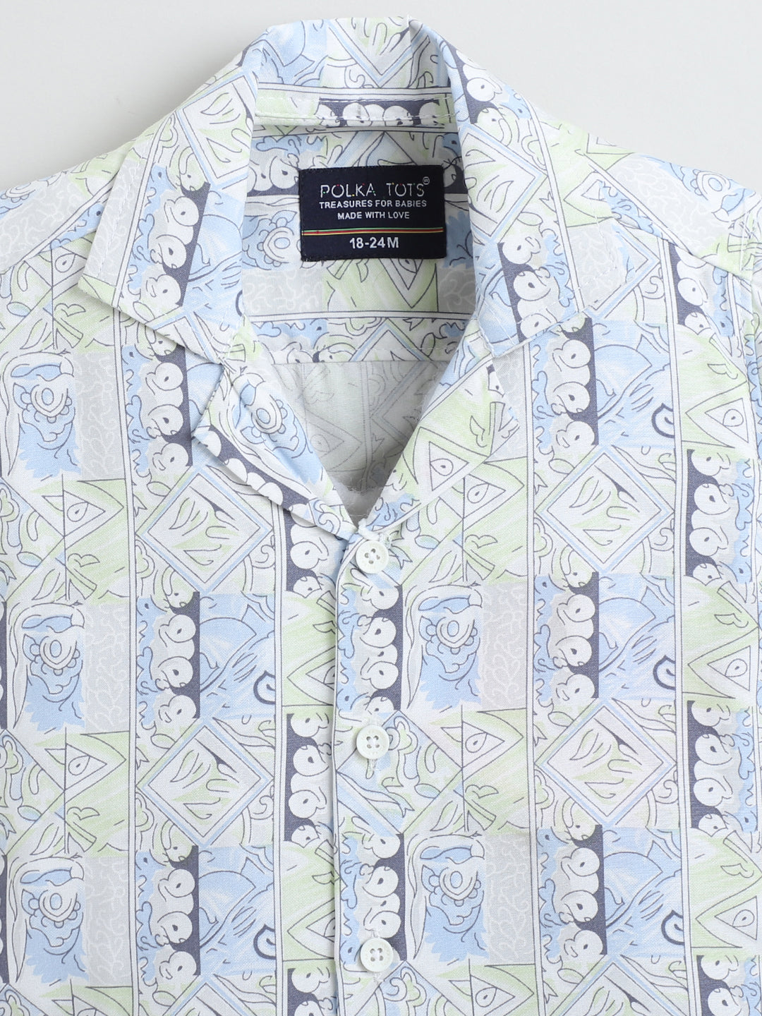 Polka Tots Half Sleeves Abstract print Shirt - Blue