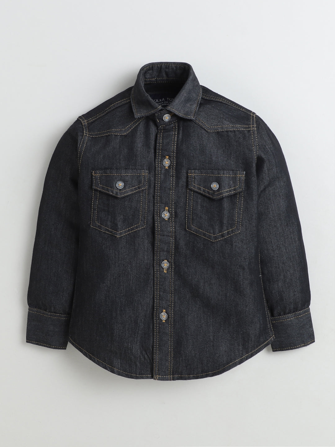 Polka Tots Full Sleeves Denim shirt - Black