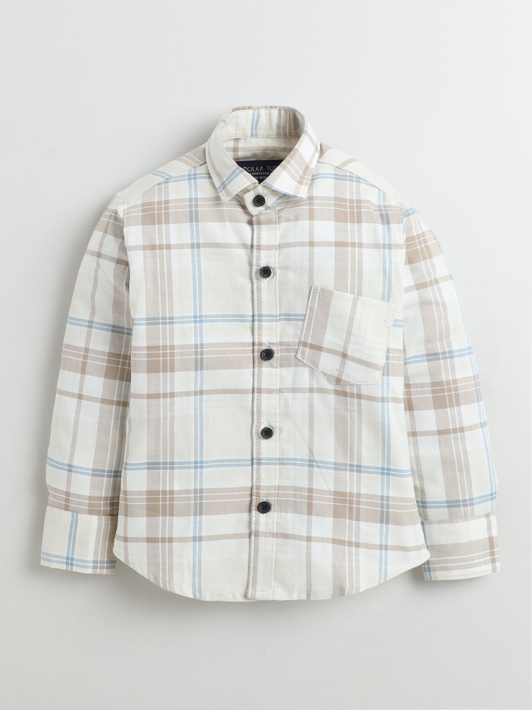 Polka Tots Full Sleeves Bearly Awake print Kids Shirt - Beige