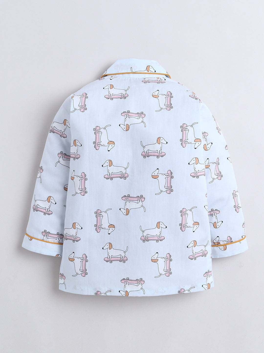Polka Tots Full sleeve Dog Print Night suit - Blue