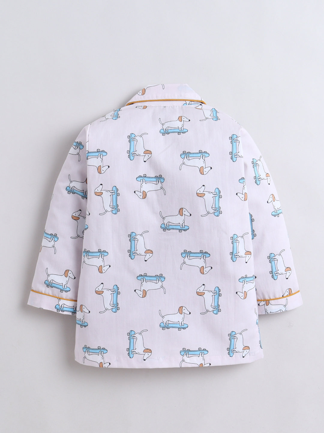 Polka Tots Full sleeve Dog Print Night suit - Pink