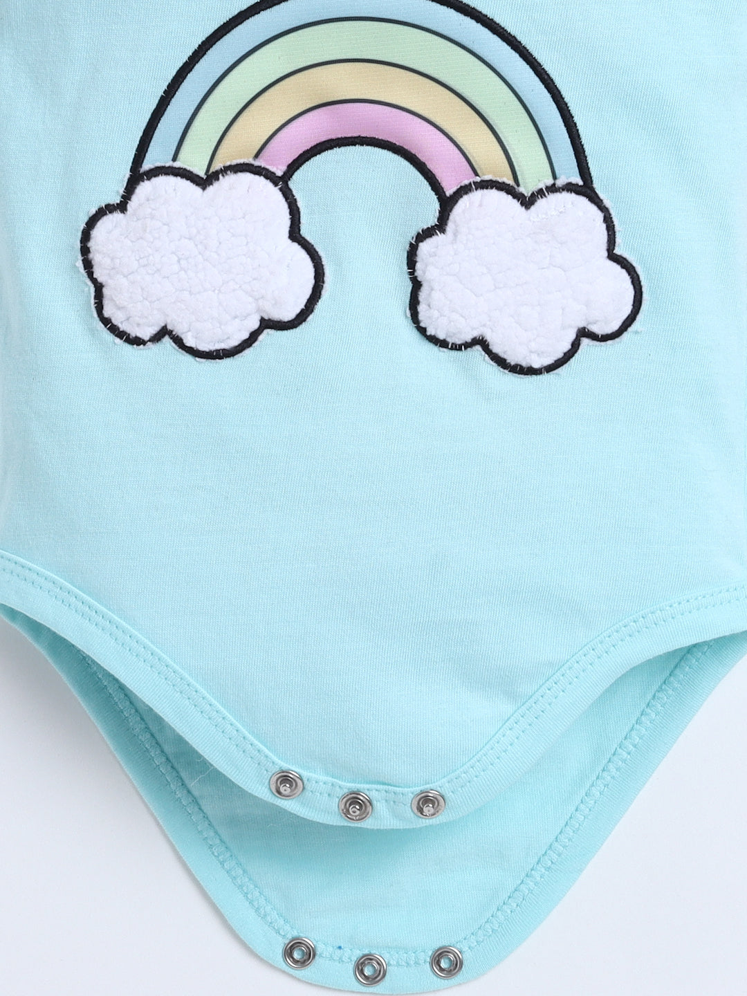 Polka Tots Baby Onesie Newborn Outfit Set – Soft Cotton Rainbow Print Half Sleeves Onesie with Leggings (Blue & Yellow)