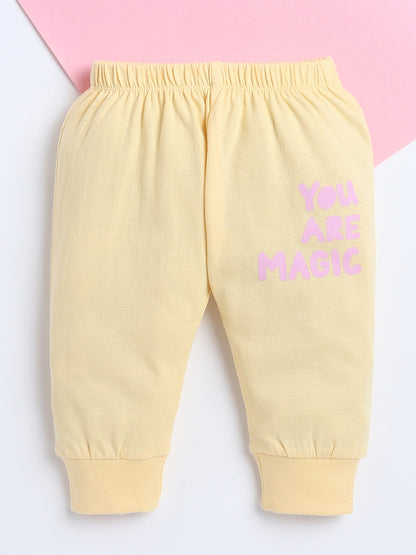 Polka Tots Baby Onesie Newborn Outfit Set – Soft Cotton Rainbow Print Half Sleeves Onesie with Leggings (Blue & Yellow)