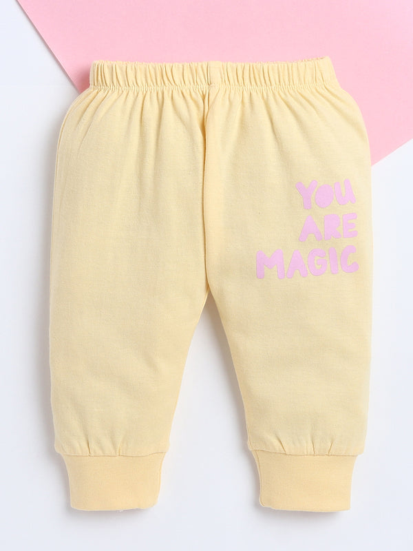 Polka Tots Baby Onesie Newborn Outfit Set – Soft Cotton Rainbow Print Half Sleeves Onesie with Leggings (Blue & Yellow)