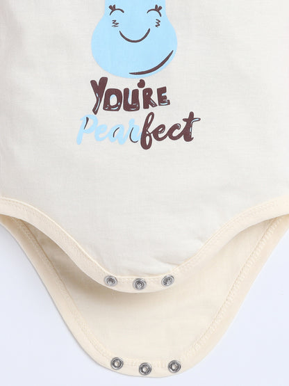 Polka Tots Baby Onesie Newborn Outfit Set – Soft Cotton Pear Print Half Sleeves Onesie with Leggings (Yellow & Blue)