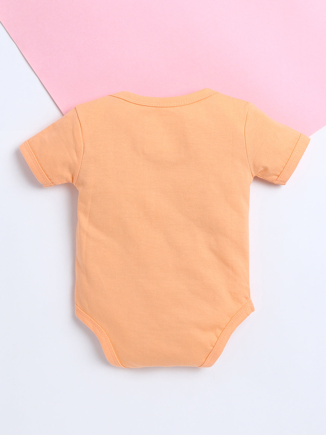 Polka Tots Baby Onesie Newborn Outfit Set – Soft Cotton Elephant Print Half Sleeves Onesie with Leggings (Orange & Black)