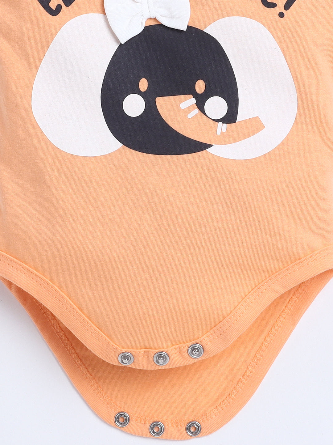 Polka Tots Baby Onesie Newborn Outfit Set – Soft Cotton Elephant Print Half Sleeves Onesie with Leggings (Orange & Black)