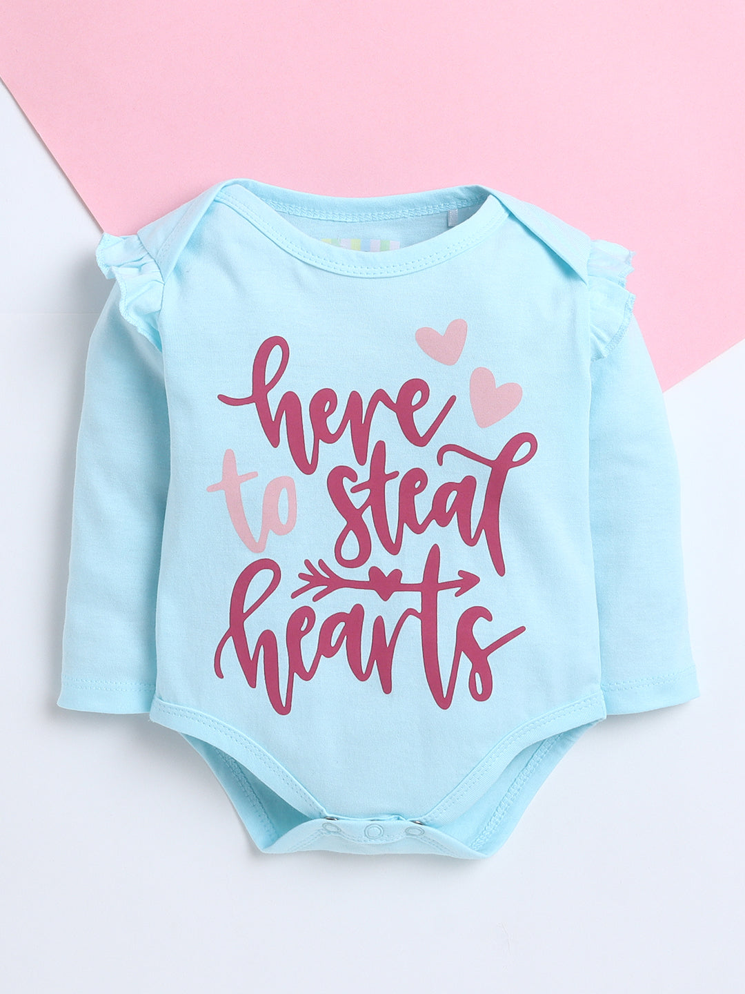 Polka Tots Pack of 3 Soft Cotton Ruffle Full Sleeves Baby Onesies – Quote Prints (Multicolor)