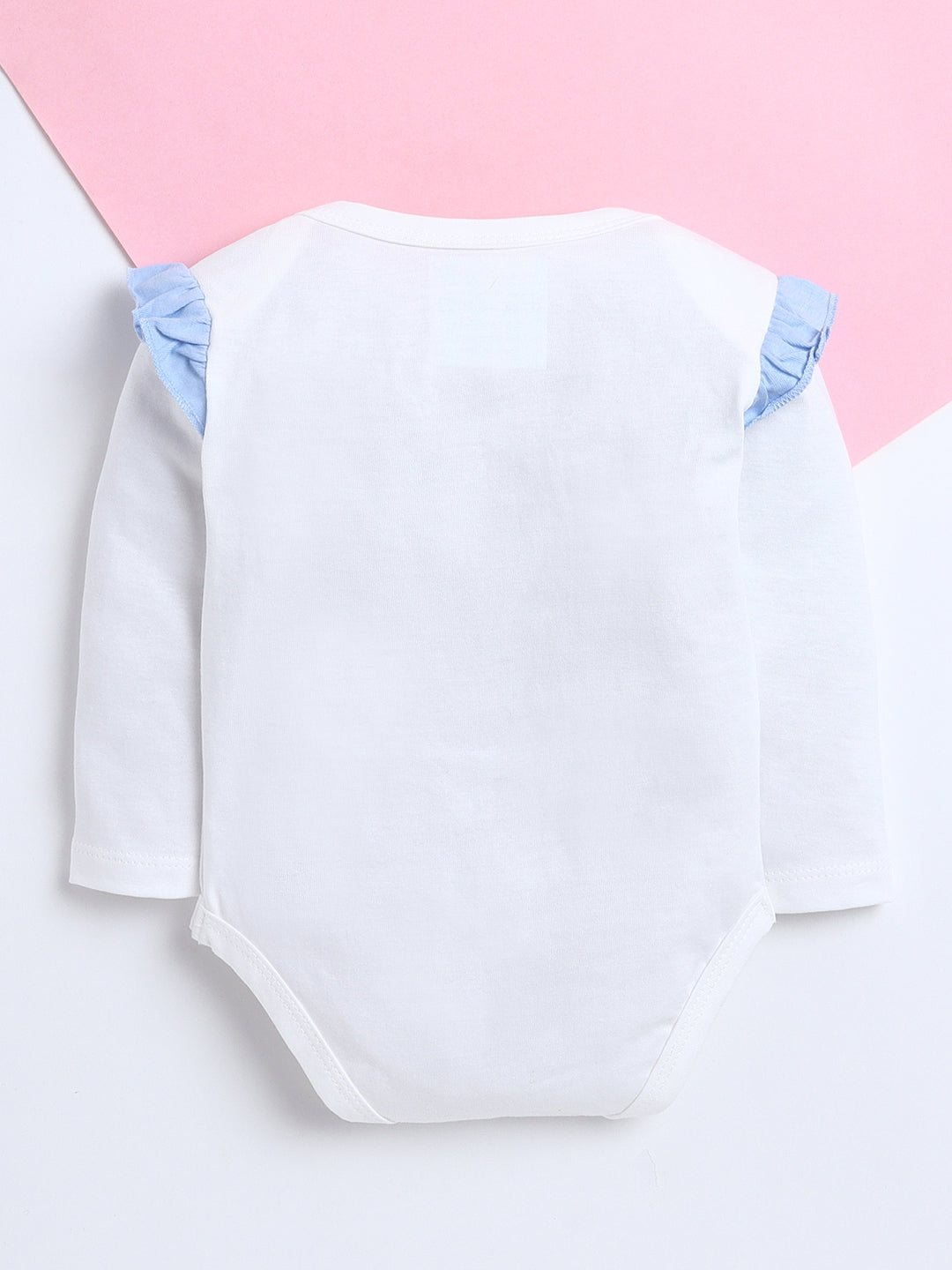 Polka Tots Pack of 3 Soft Cotton Ruffle Full Sleeves Baby Onesies – Quote Prints (Multicolor)