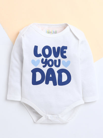 Polka Tots Pack of 3 Soft Cotton Full Sleeves Baby Onesies – Love Prints (White)