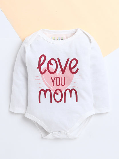 Polka Tots Pack of 3 Soft Cotton Full Sleeves Baby Onesies – Love Prints (White)