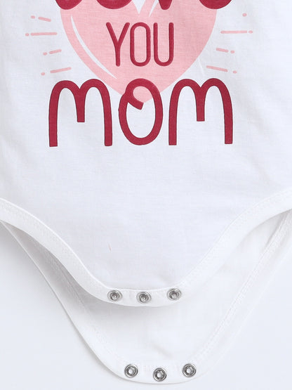 Polka Tots Pack of 3 Soft Cotton Full Sleeves Baby Onesies – Love Prints (White)