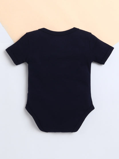 Polka Tots Baby Onesie Newborn Outfit Set – Soft Cotton Lookin Good Print Half Sleeves Onesie with Leggings (Black & Blue)