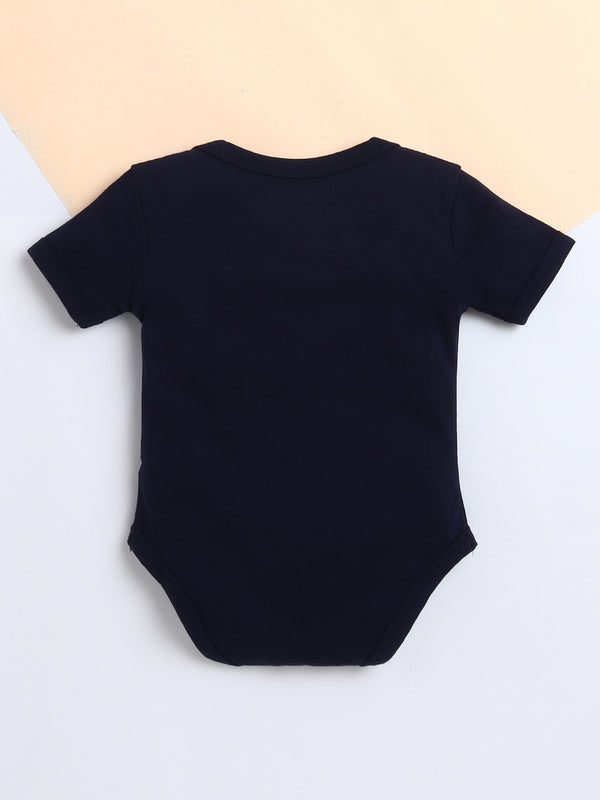 Polka Tots Baby Onesie Newborn Outfit Set – Soft Cotton Lookin Good Print Half Sleeves Onesie with Leggings (Black & Blue)