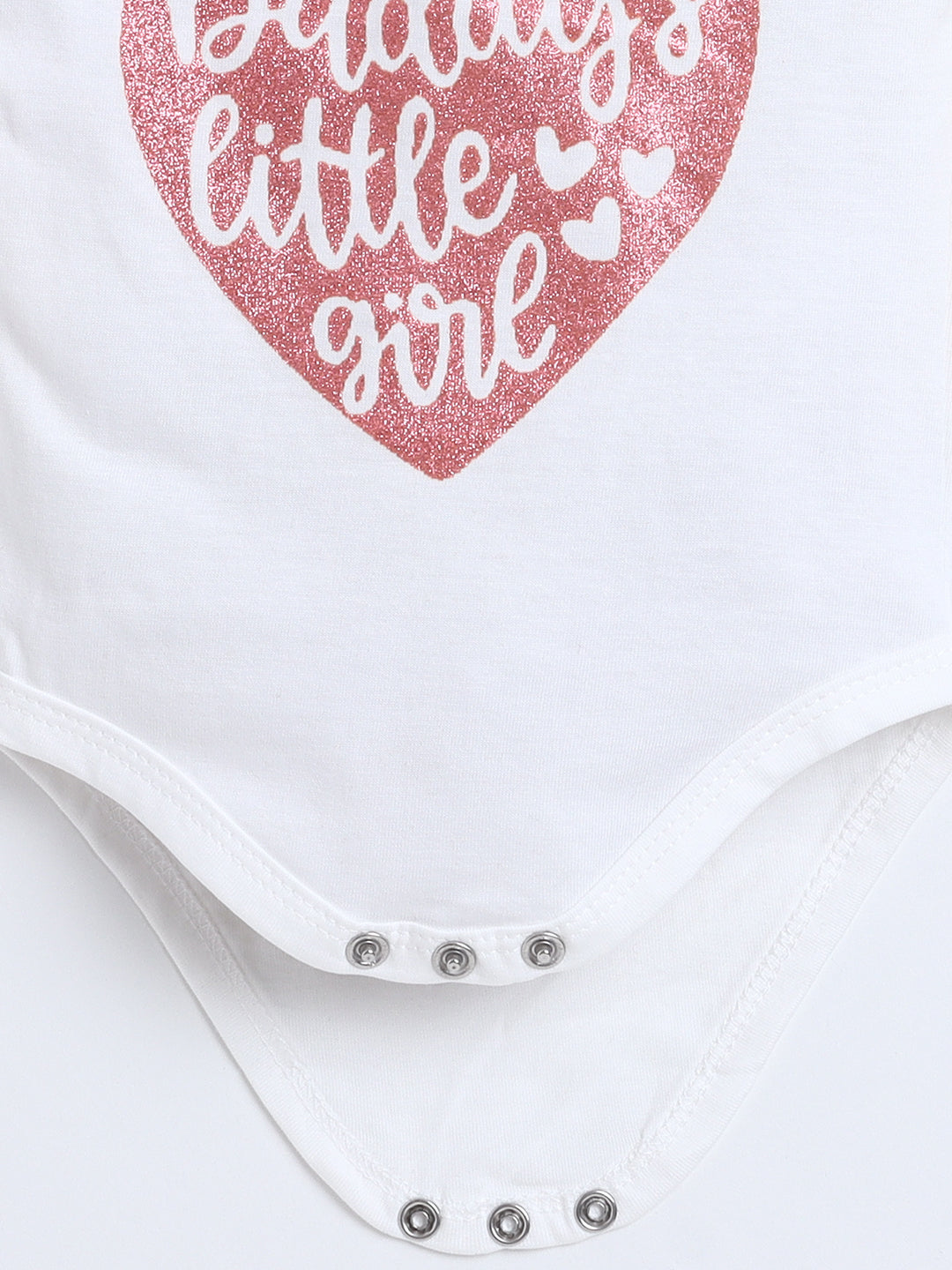 Polka Tots Baby Onesie Newborn Outfit Set – Soft Cotton Daddy's Little Girl Print Ruffle Half Sleeves Onesie with Leggings (White & Pink)