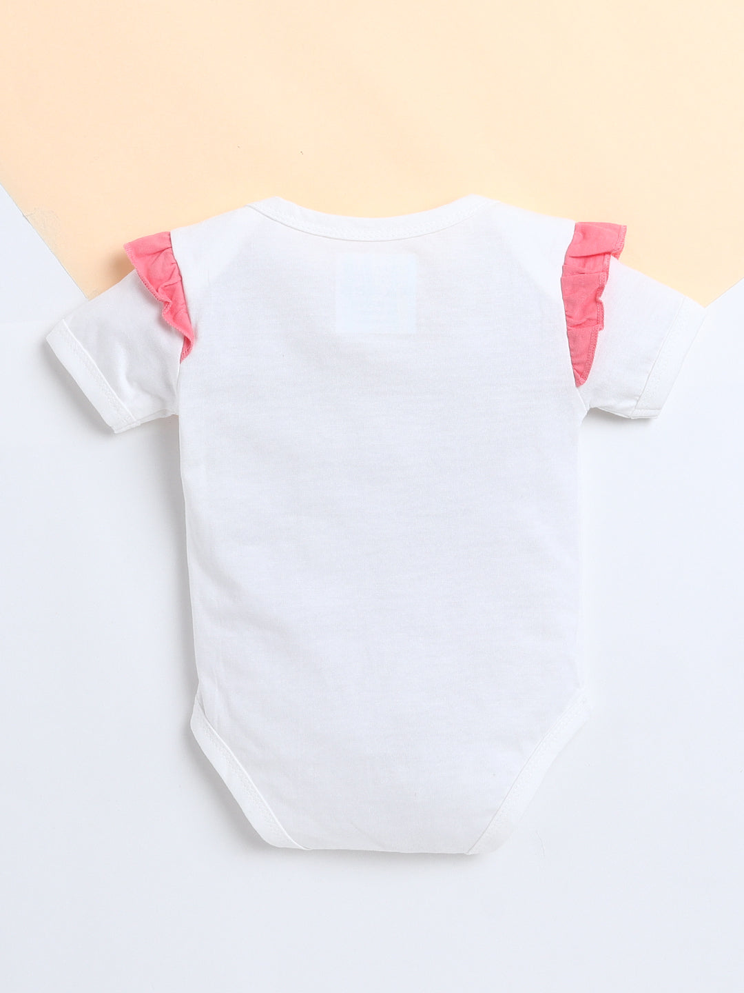 Polka Tots Baby Onesie Newborn Outfit Set – Soft Cotton Daddy's Little Girl Print Ruffle Half Sleeves Onesie with Leggings (White & Pink)