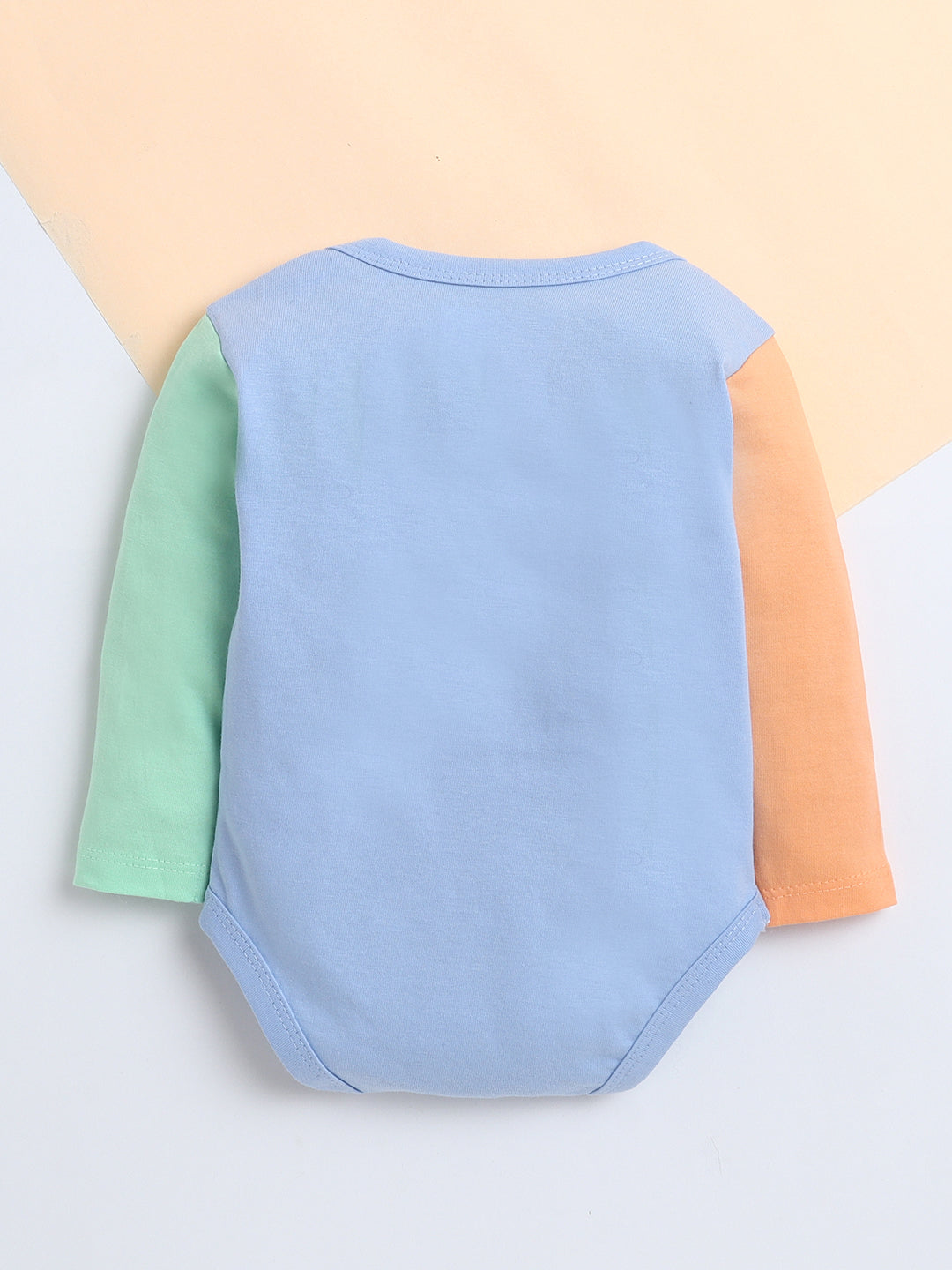 Polka Tots Pack of 3 Soft Cotton Full Sleeves Baby Onesies - Heart Applique, Colorblock Pocket & Cute Quote Prints (Multicolor)