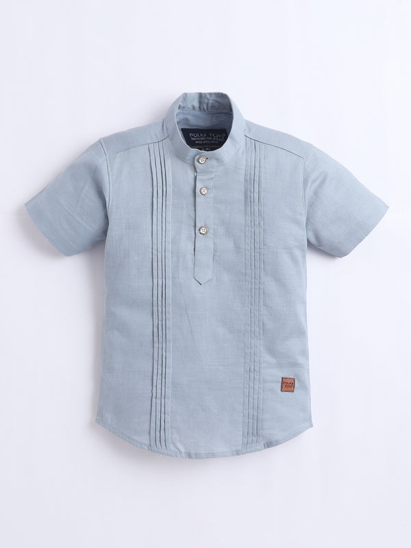 Polka Tots Half Sleeve Kurta - BLUE