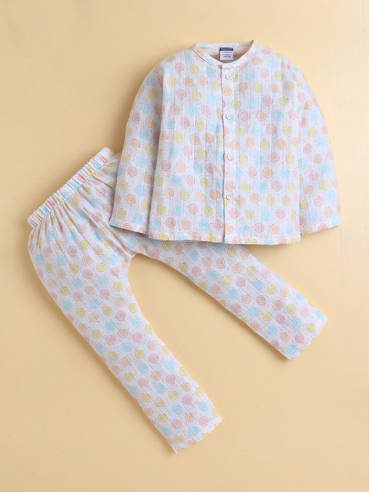 Polka Tots Muslin Cotton Sleeping Koala Print Jhabla & Pant Set