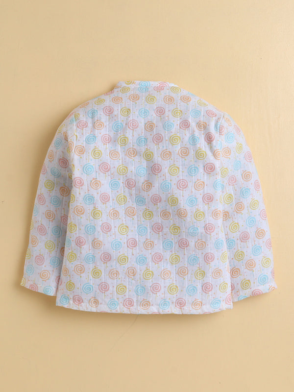 Polka Tots Muslin Cotton Sleeping Koala Print Jhabla & Pant Set