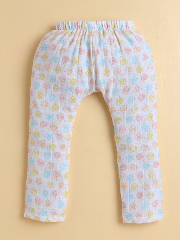 Polka Tots Muslin Cotton Sleeping Koala Print Jhabla & Pant Set