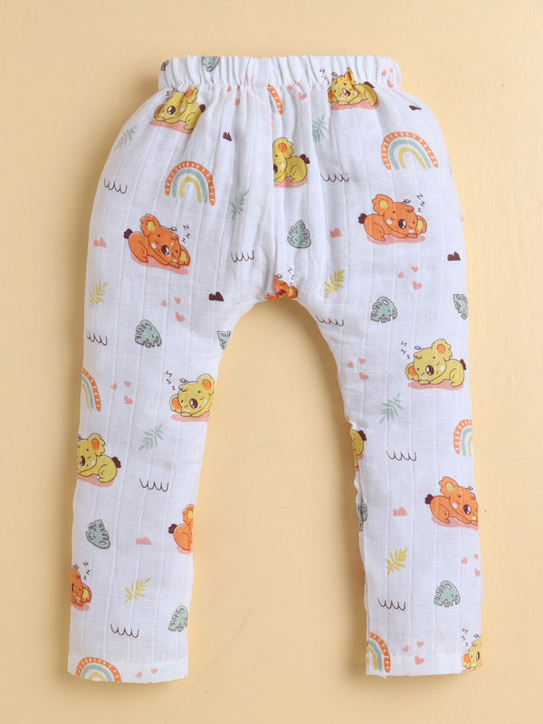 Polka Tots Muslin Cotton Sleeping Koala Print Jhabla & Pant Set