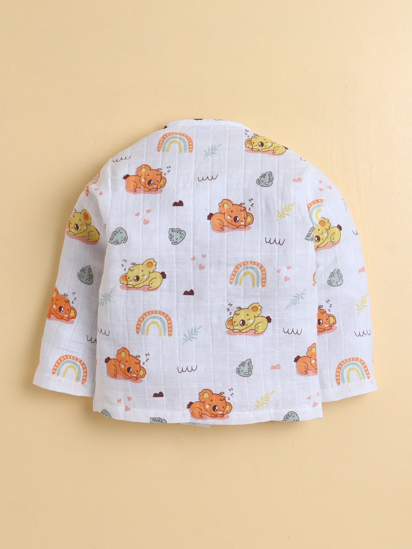 Polka Tots Muslin Cotton Sleeping Koala Print Jhabla & Pant Set