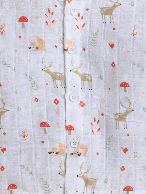 Polka Tots Muslin Cotton Sleeping Koala Print Jhabla & Pant Set