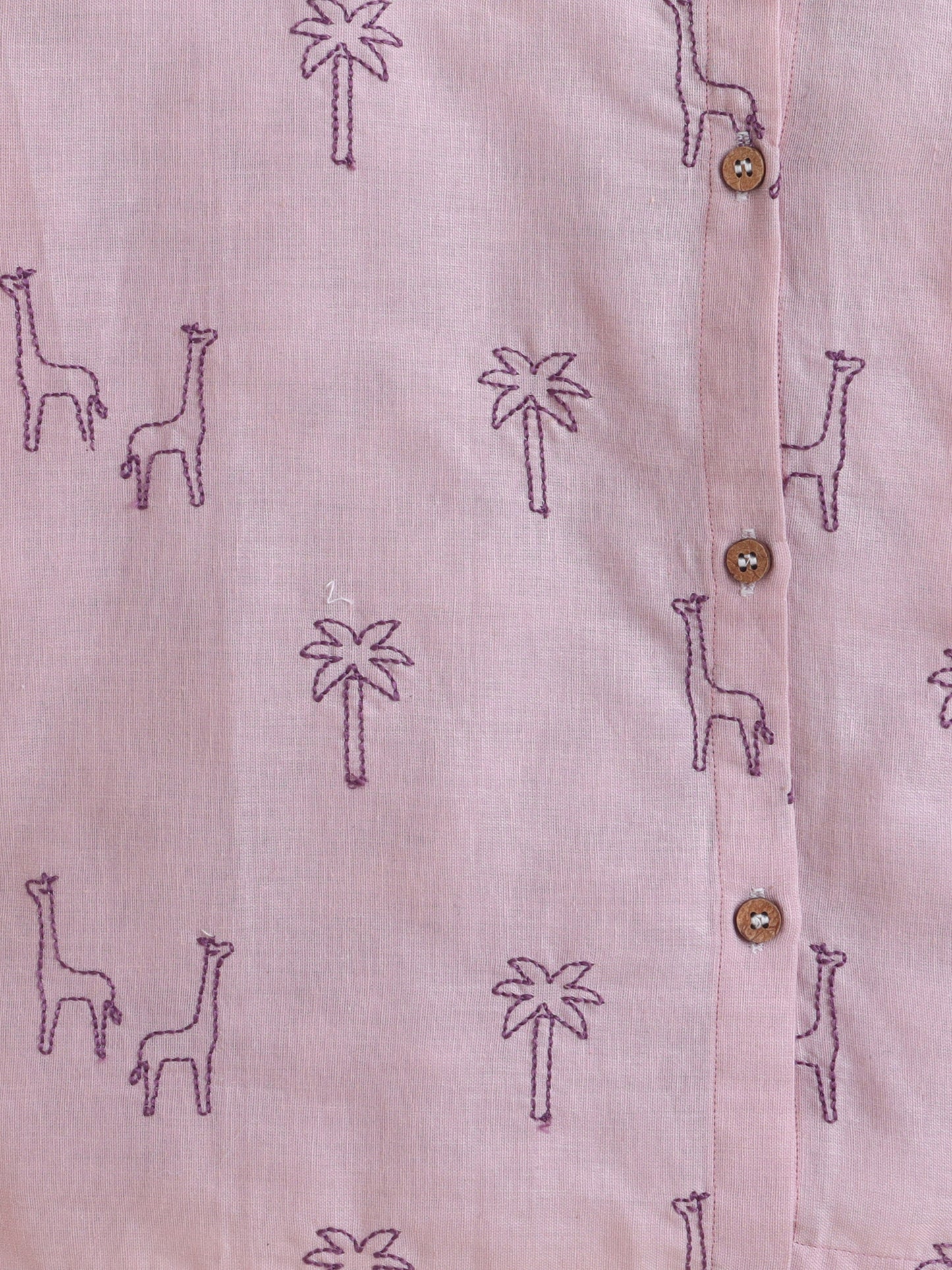 PolkaTots Full Sleeves Llama & Palm Tree Embroidery Angrakha Top with Dhoti- Purple