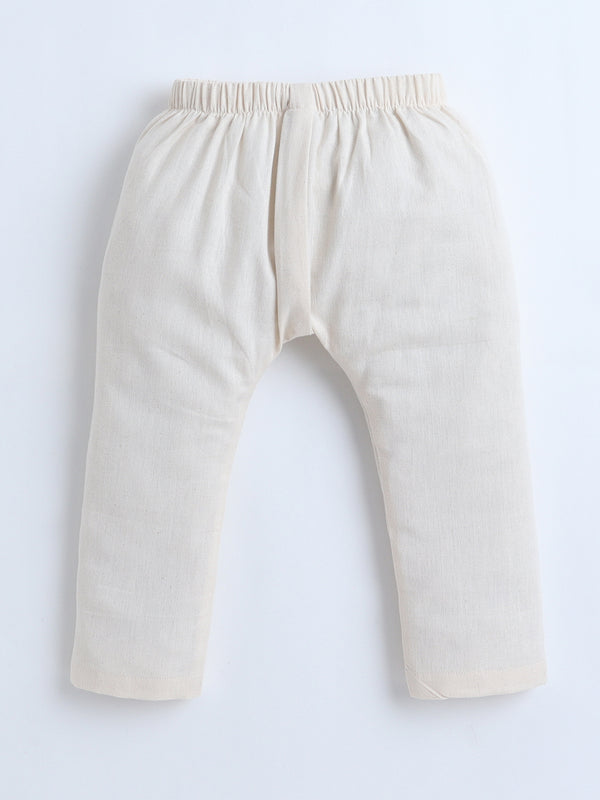 Polka Tots Full-Sleeves Sunflower Patch Pocket  Jhabla & Pant Set - Blue