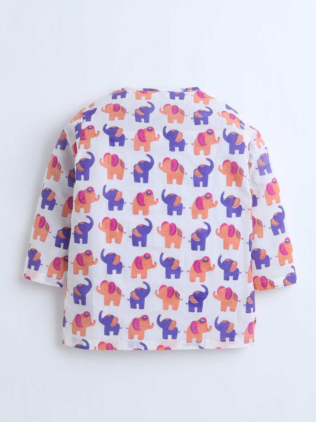 Polka Tots Full Sleeve Angrakha Top With Dhoti - Multicolor