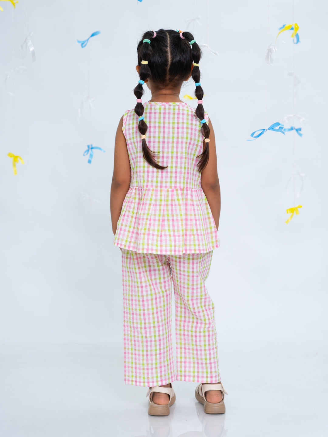 Polka Tots Sleeveless  Statement Bow Top & Bottom Set -Multicolor