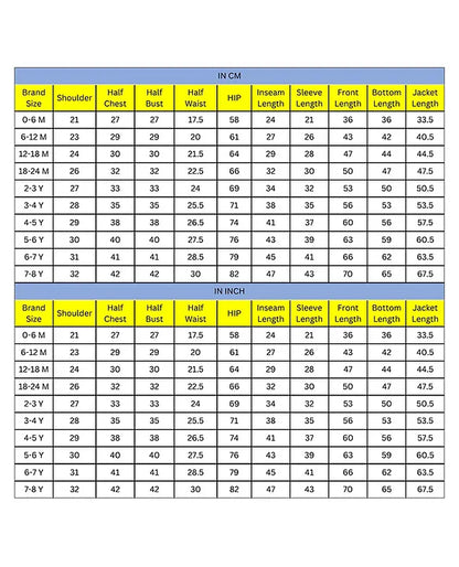 Polka Tots Full Sleeve Ethnic Kurta Pyjama Set with Foil Striped Koti - Orange