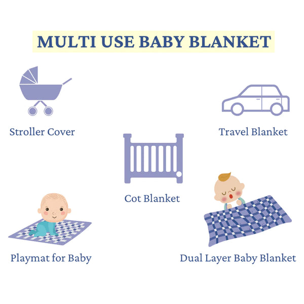 Polka Tots Organic Muslin Cotton two Layer Blanket SuperSoft Size 110 x 110 CM (Deer)