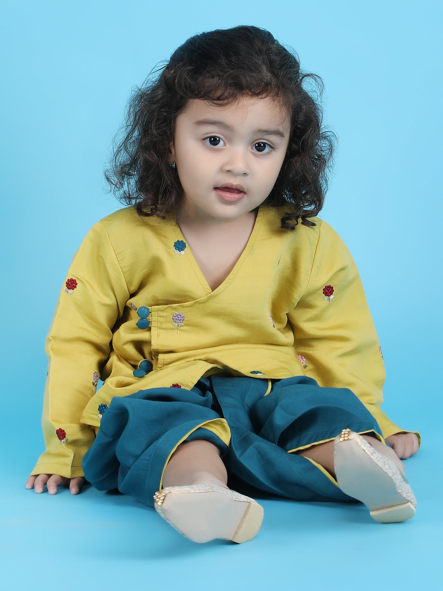 Polka Tots Full sleeves Angrakha - Green