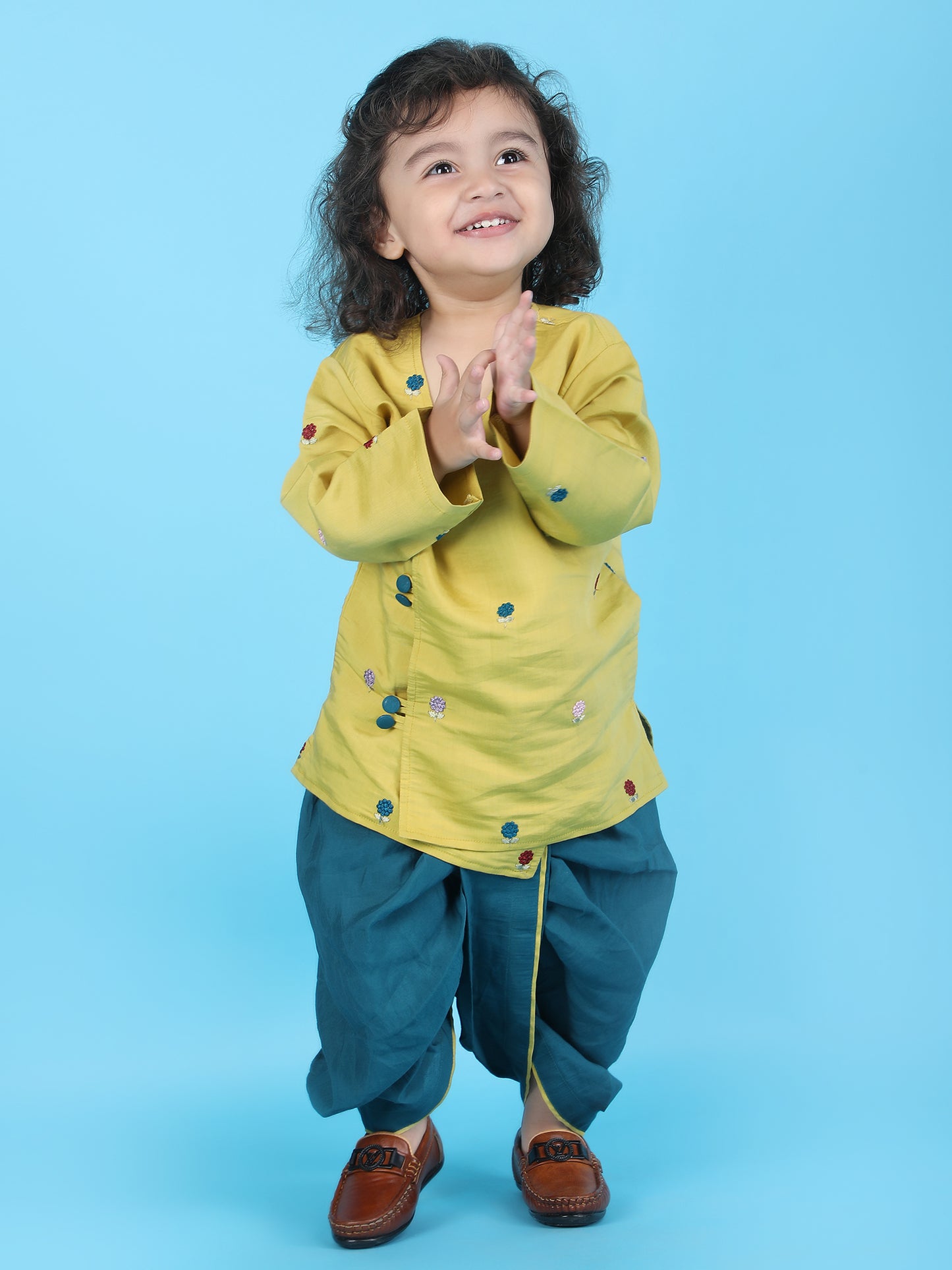 Polka Tots Full sleeves Angrakha - Green