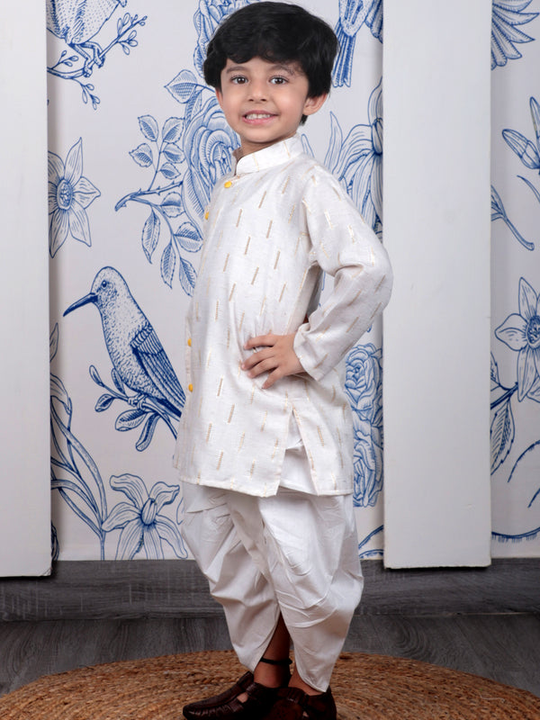 Polka Tots golden detailing Angrakha With Dhoti - White