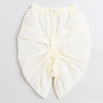 Polka Tots Dhoti Kurta Set for Boys 100% Super Soft Cotton Traditional Ethnic Wear For Kids Blue Elephant - Cream